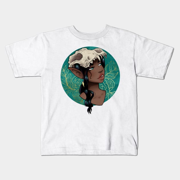 Wolf Skull Fairy Woman Kids T-Shirt by JBeasleyDesigns